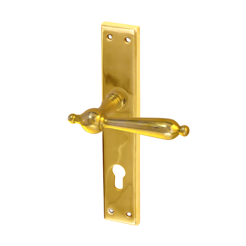 Wechselgarnitur Haustür poliertes Messing mit Türbeschlag und Knauf